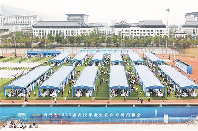 图为在宜宾学院举行的四川省2023届高校毕业生宜宾专场招聘会。受访者供图