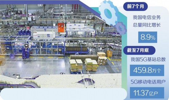 福建盼盼食品集团5G智慧工厂生产线。 新华社记者 肖 潇摄
