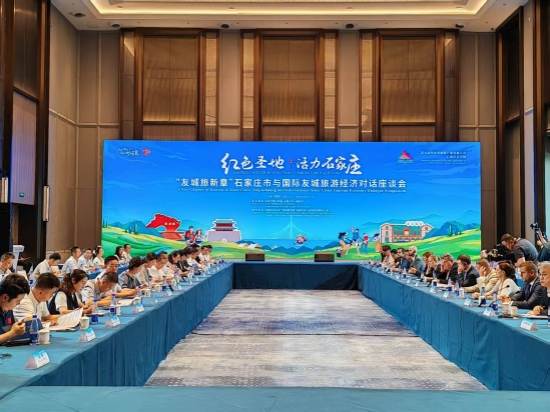 石家庄市与国际友城旅游经济对话座谈会现场。实习生 李雨菲摄