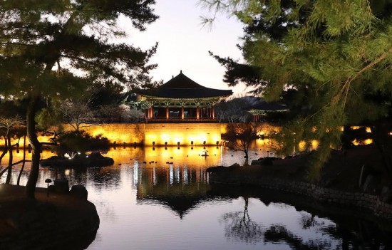 这是2024年12月31日在韩国庆州拍摄的景点“东宫和月池”。新华社记者姚琪琳摄