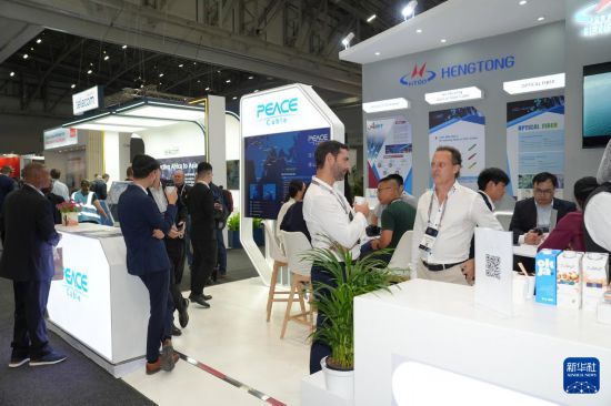 11月11日，在南非开普敦，人们参观2025年非洲科技节上的中国企业展台。新华社记者 王雷 摄